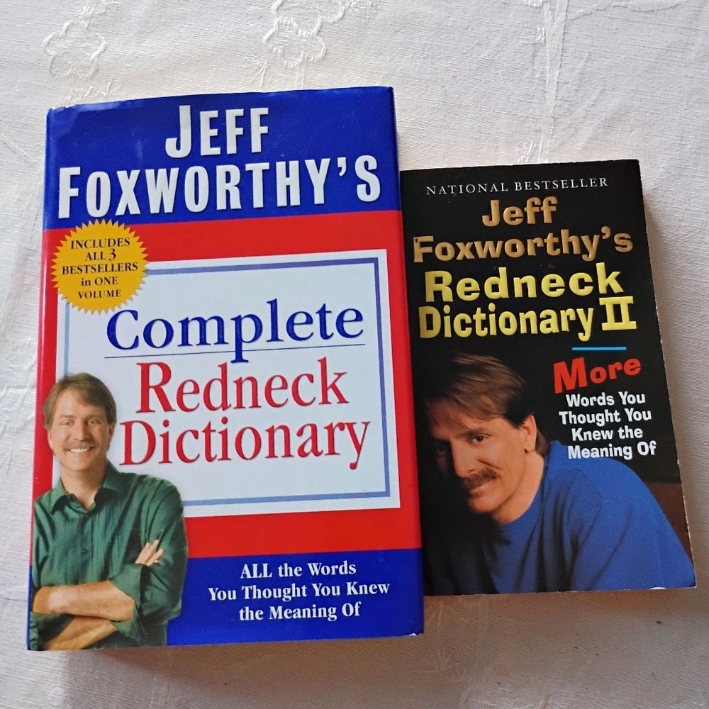 Jeff Foxworthy Bundle Of 2 "Complete REDNECK Dictionary" Books,  Vol 1 & 2, EUC